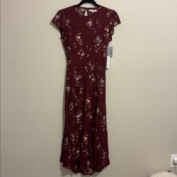 Reformation Gavin Dress Rosaline Burgundy Floral Midi Dress - Picture 2 of 8